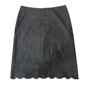 Banana Republic Black‎ Laser Cut Hem Floral Pattern Skirt Size 10